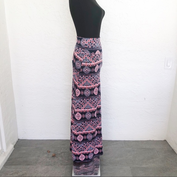 Boho Gypsy High Waist Printed Maxi Summer Skirt - Picture 4 of 5